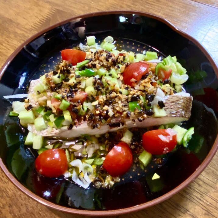 新味発見！☘️鯛（白身魚）の中華蒸し〜豆豉油がけ